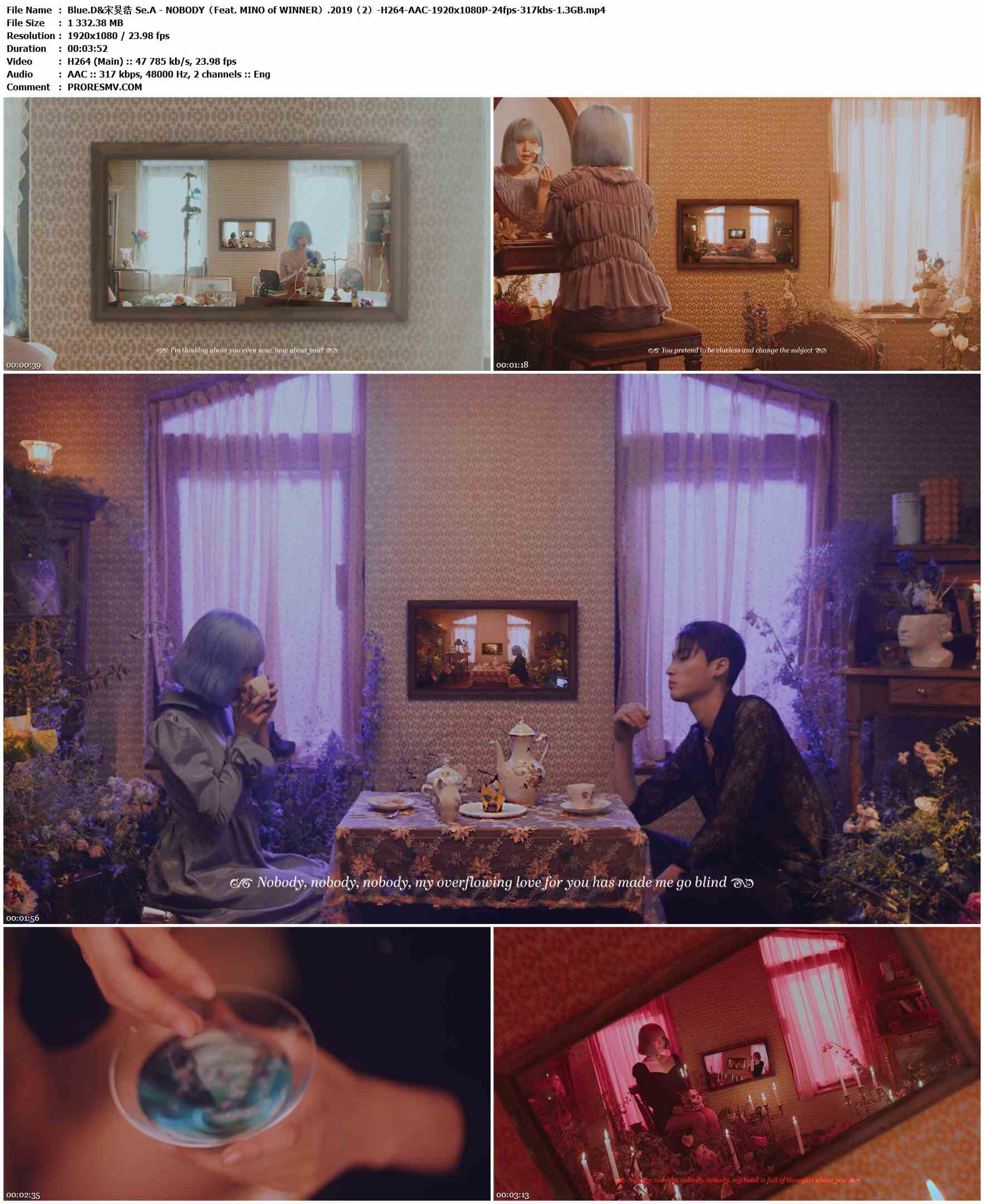 Blue.D&宋旻浩 Se.A - NOBODY（Feat. MINO of WINNER）.2019-H264-AAC-1920x1080P-24fps-317kbs-1.3GB官方MV_高清MV